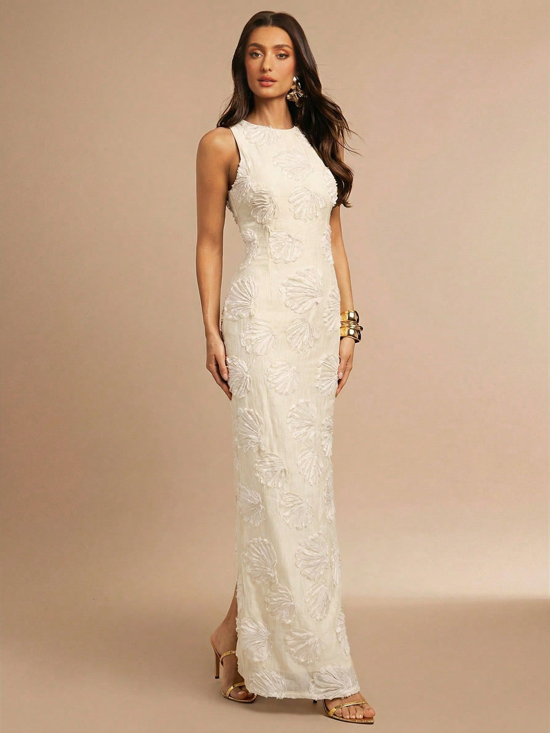 Rochie maxi SHEIN, crem