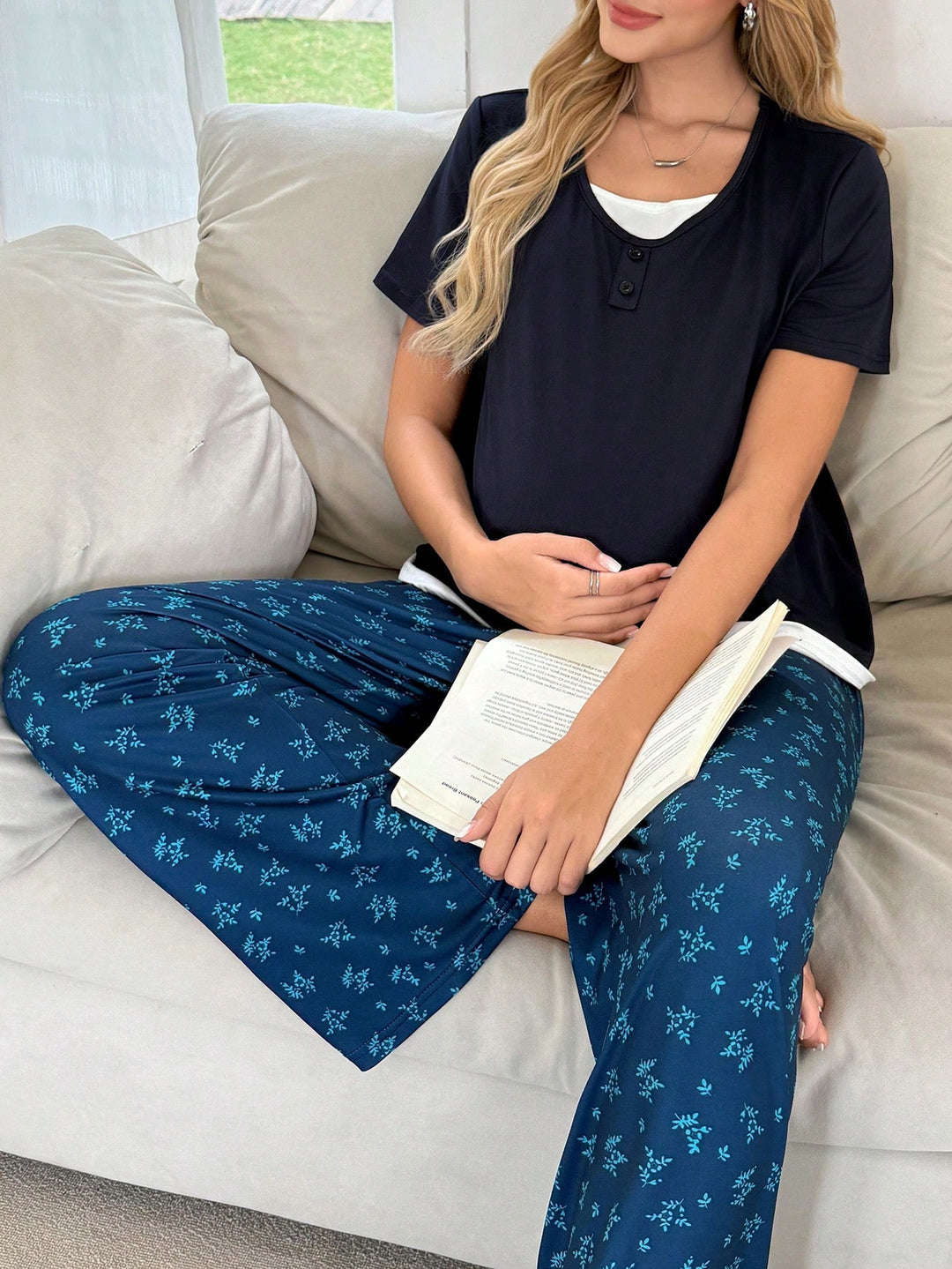 Pantaloni de pijama pentru gravide SHEIN, mix culori