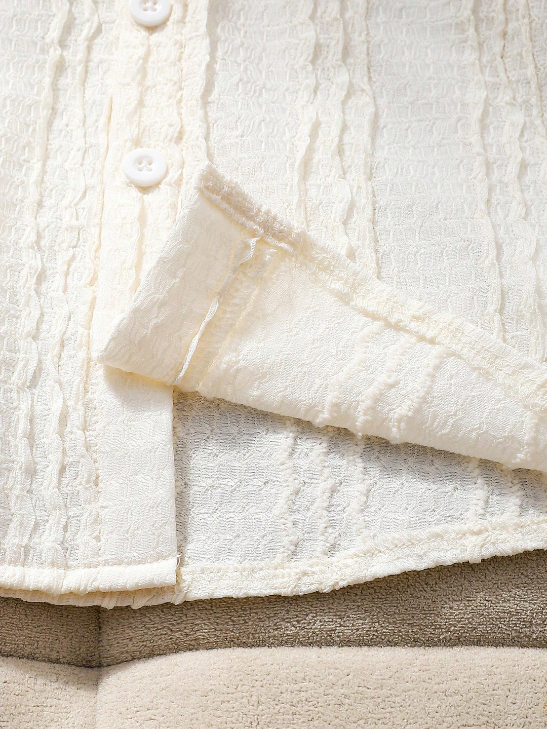 Cămașă cu mânecă scurtă SHEIN, crem