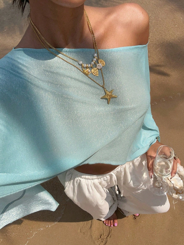 Top SHEIN, turcoaz