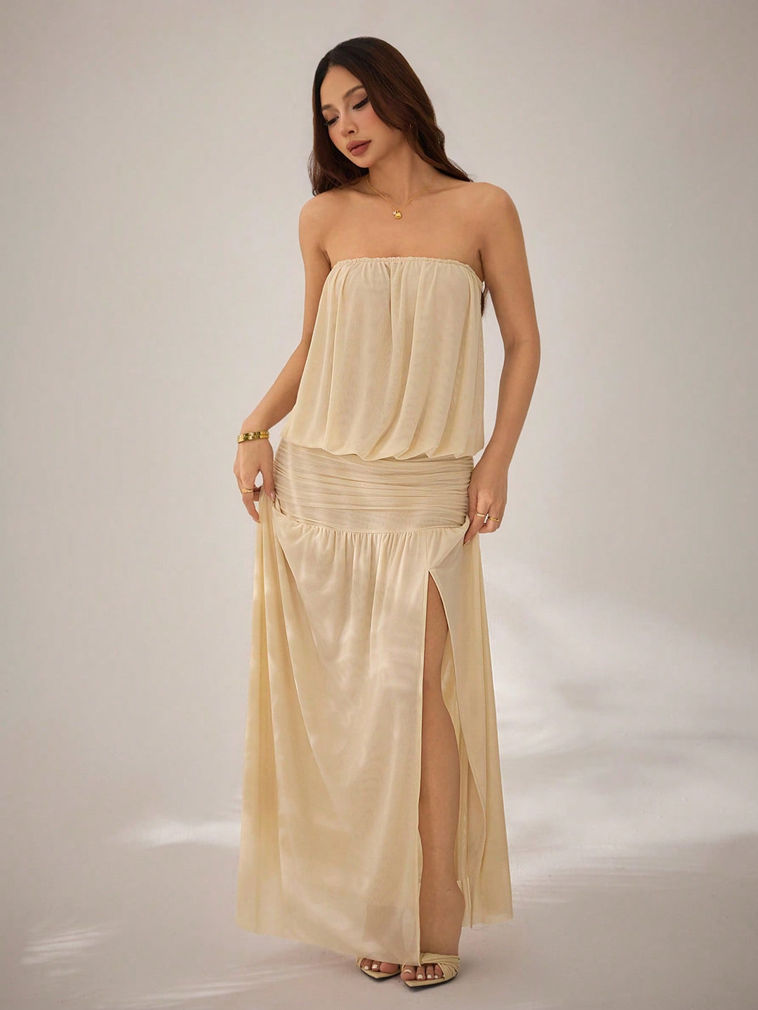Rochie maxi SHEIN, bej