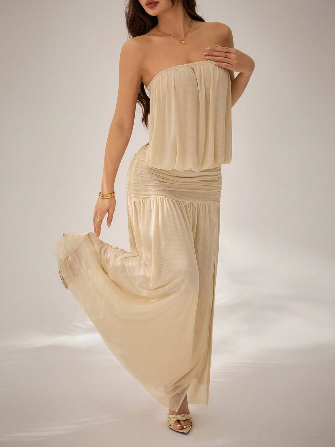 Rochie maxi SHEIN, bej
