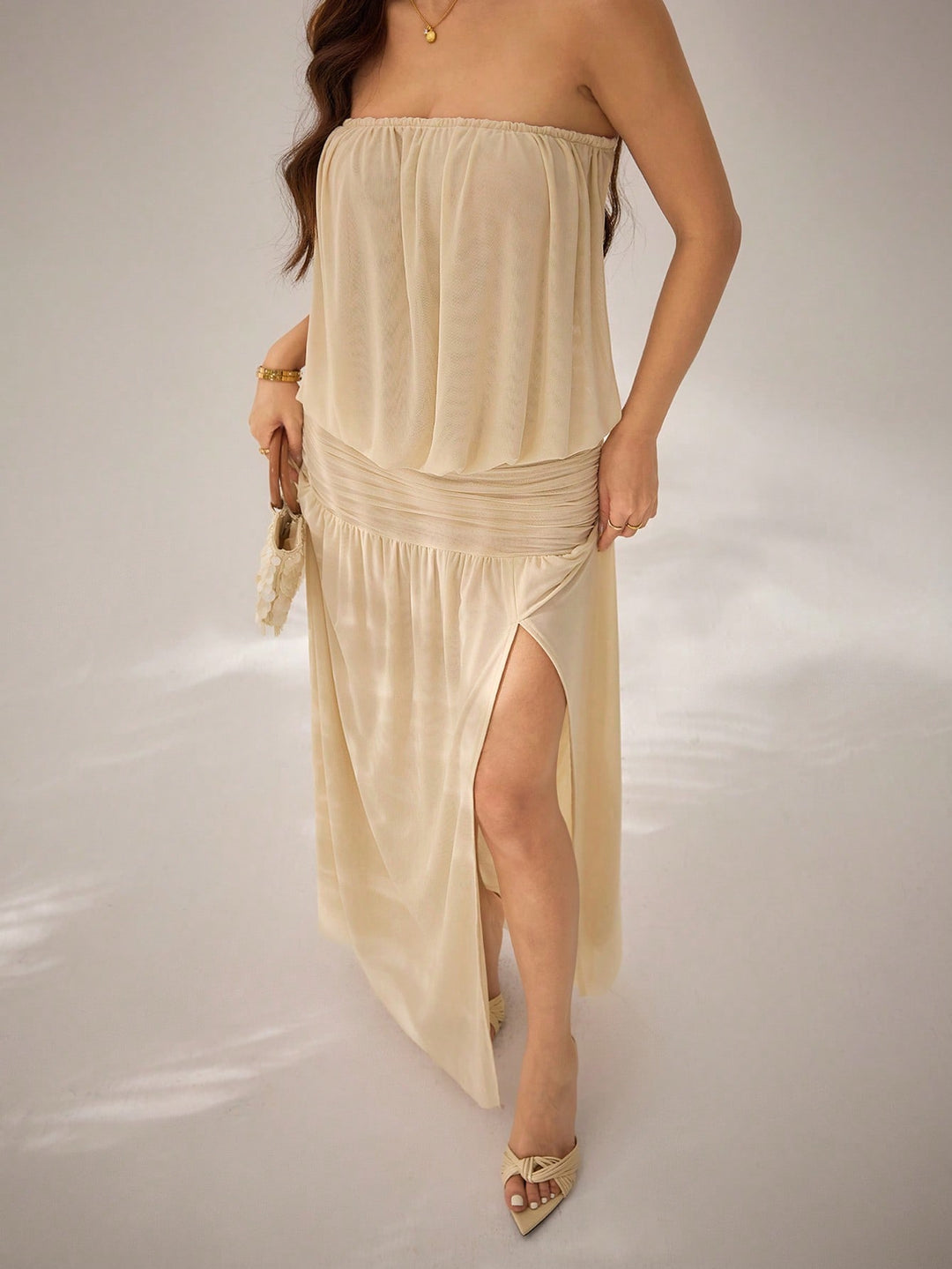 Rochie maxi SHEIN, bej