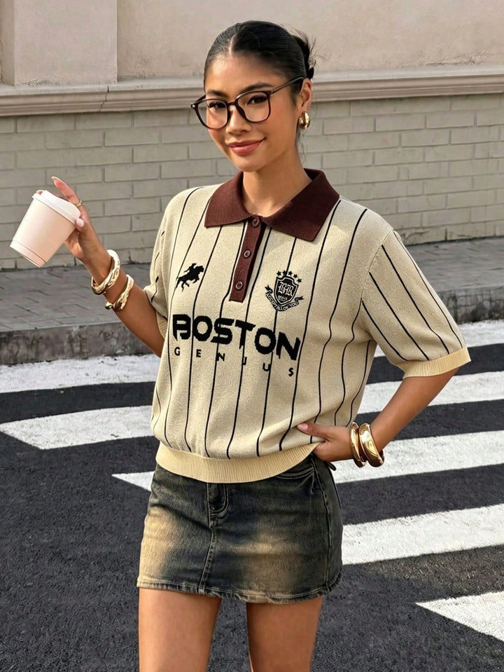 Tricou polo tricotat SHEIN, mix culori