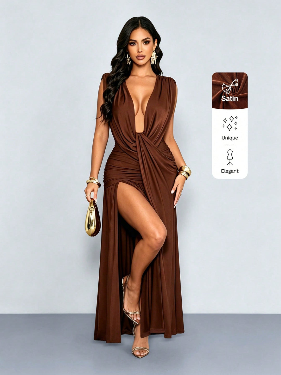 Rochie maxi SHEIN, maro