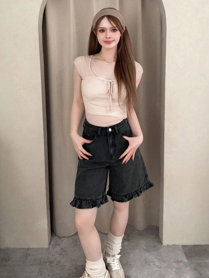 Pantaloni scurți SHEIN, negru