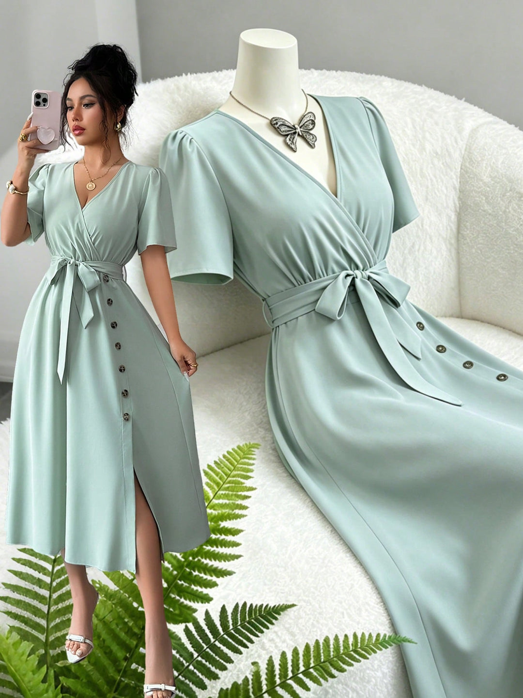 Rochie maxi SHEIN, verde