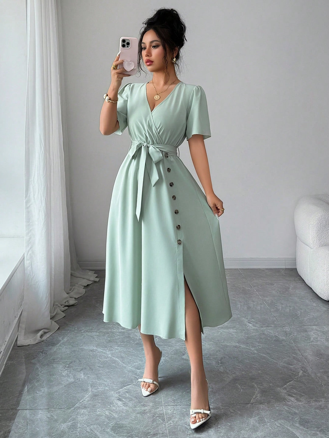 Rochie maxi SHEIN, verde