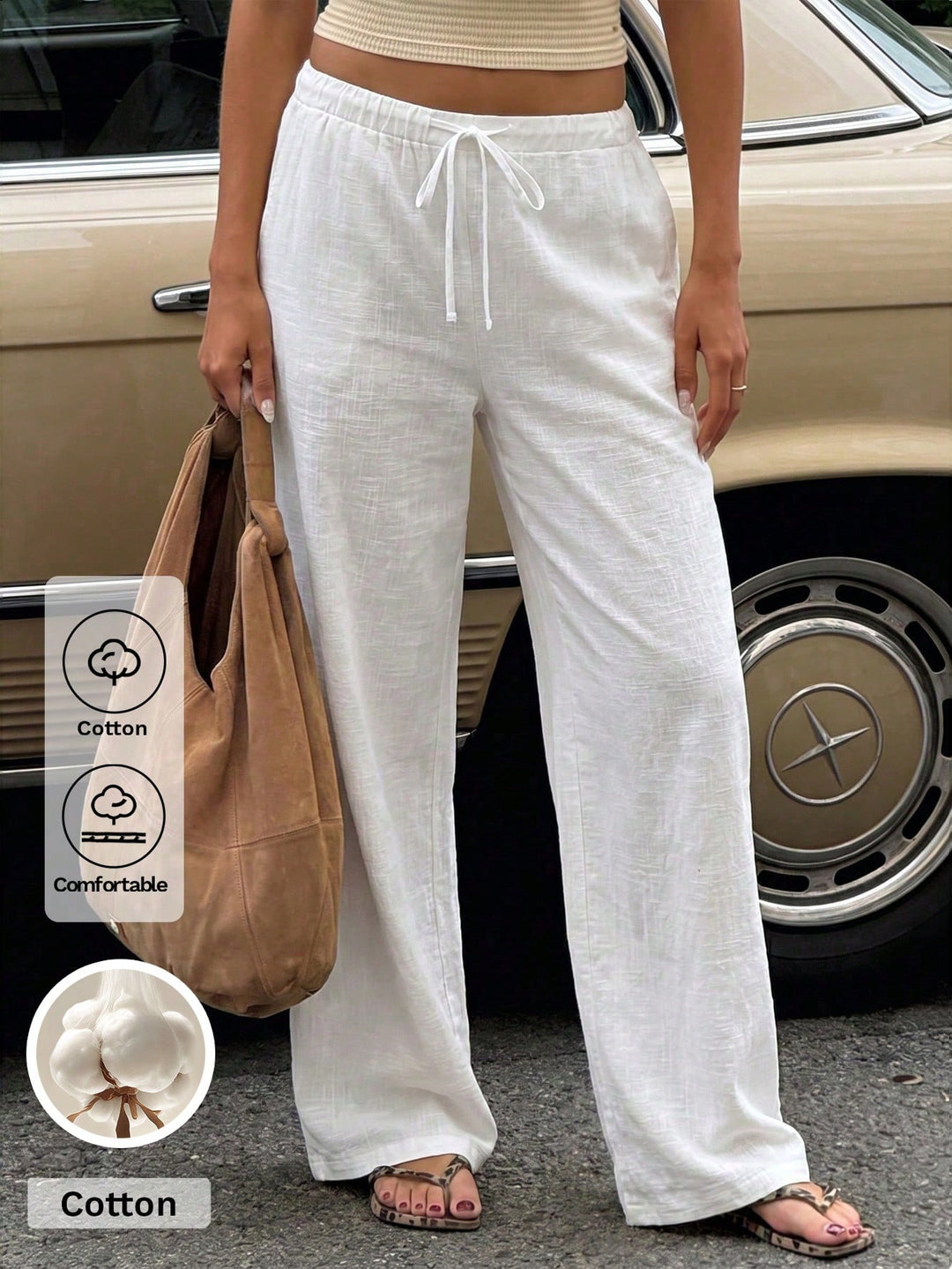 Pantaloni SHEIN, alb