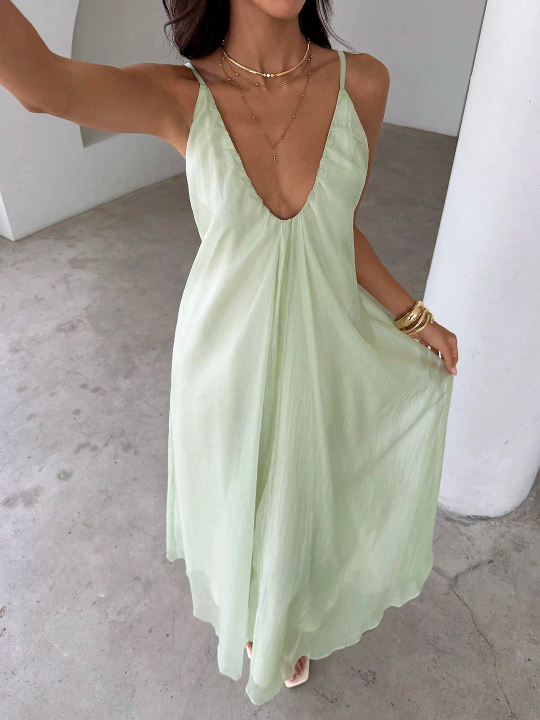 Rochie maxi SHEIN, verde