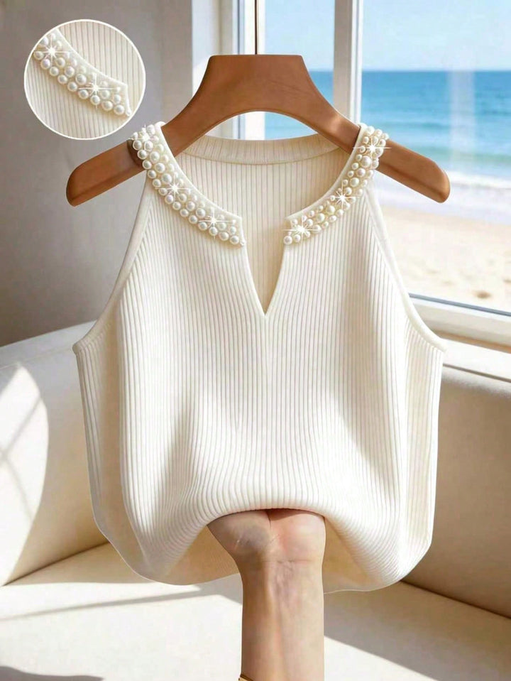 Pulover tricotat SHEIN, crem