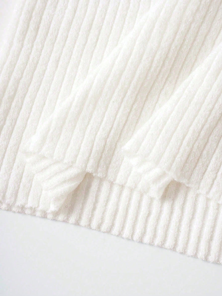 Pulover tricotat SHEIN, crem