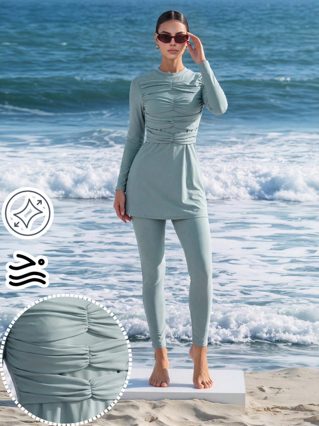 Costum de baie SHEIN, verde