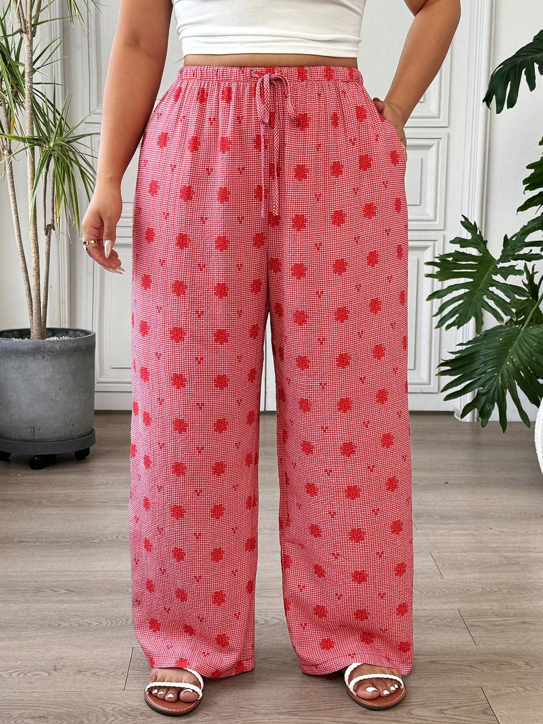 Pantaloni SHEIN, roșu
