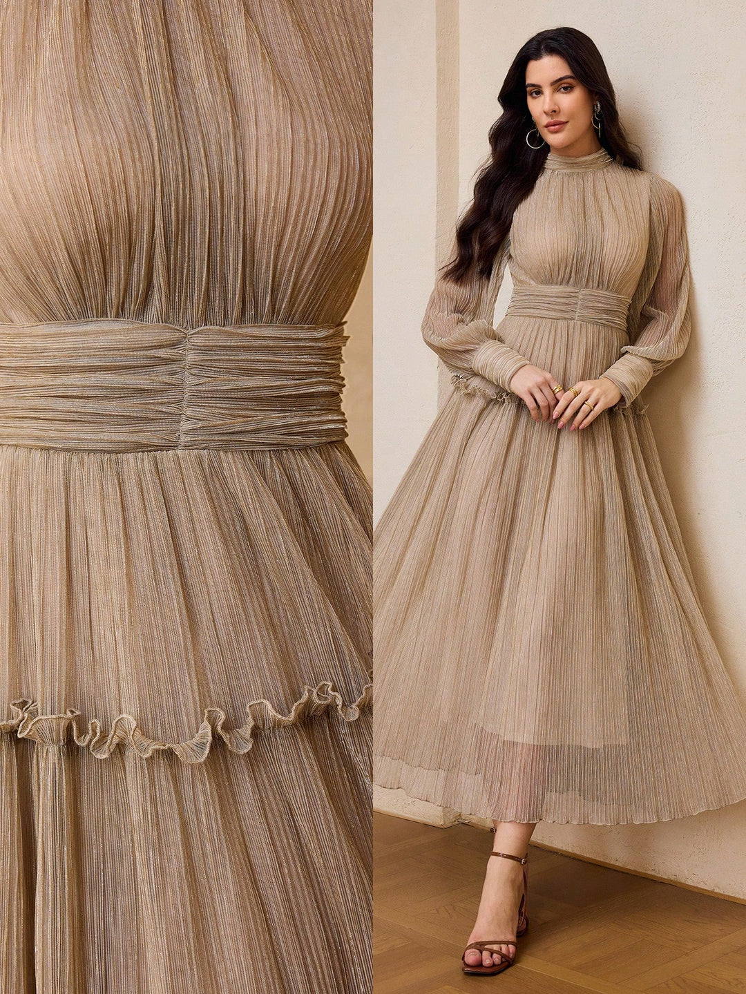 Rochie maxi SHEIN, bej
