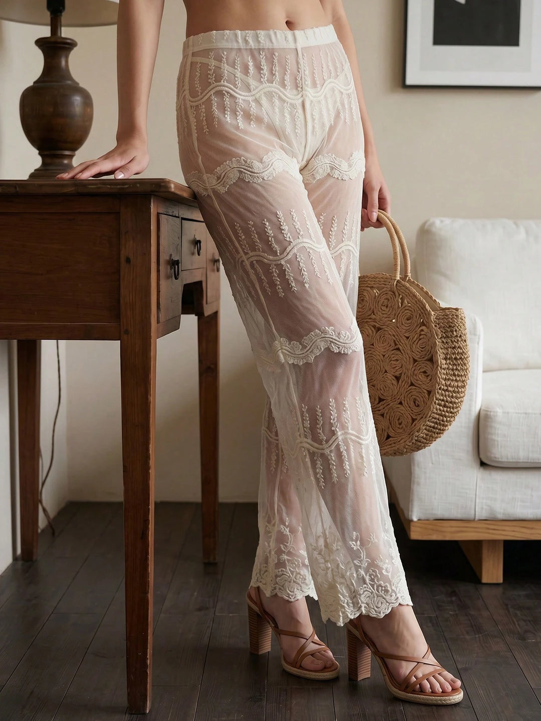 Pantaloni SHEIN, alb