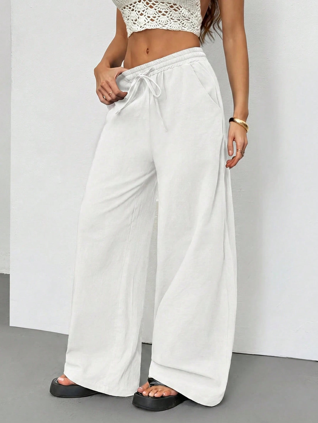 Pantaloni SHEIN, alb