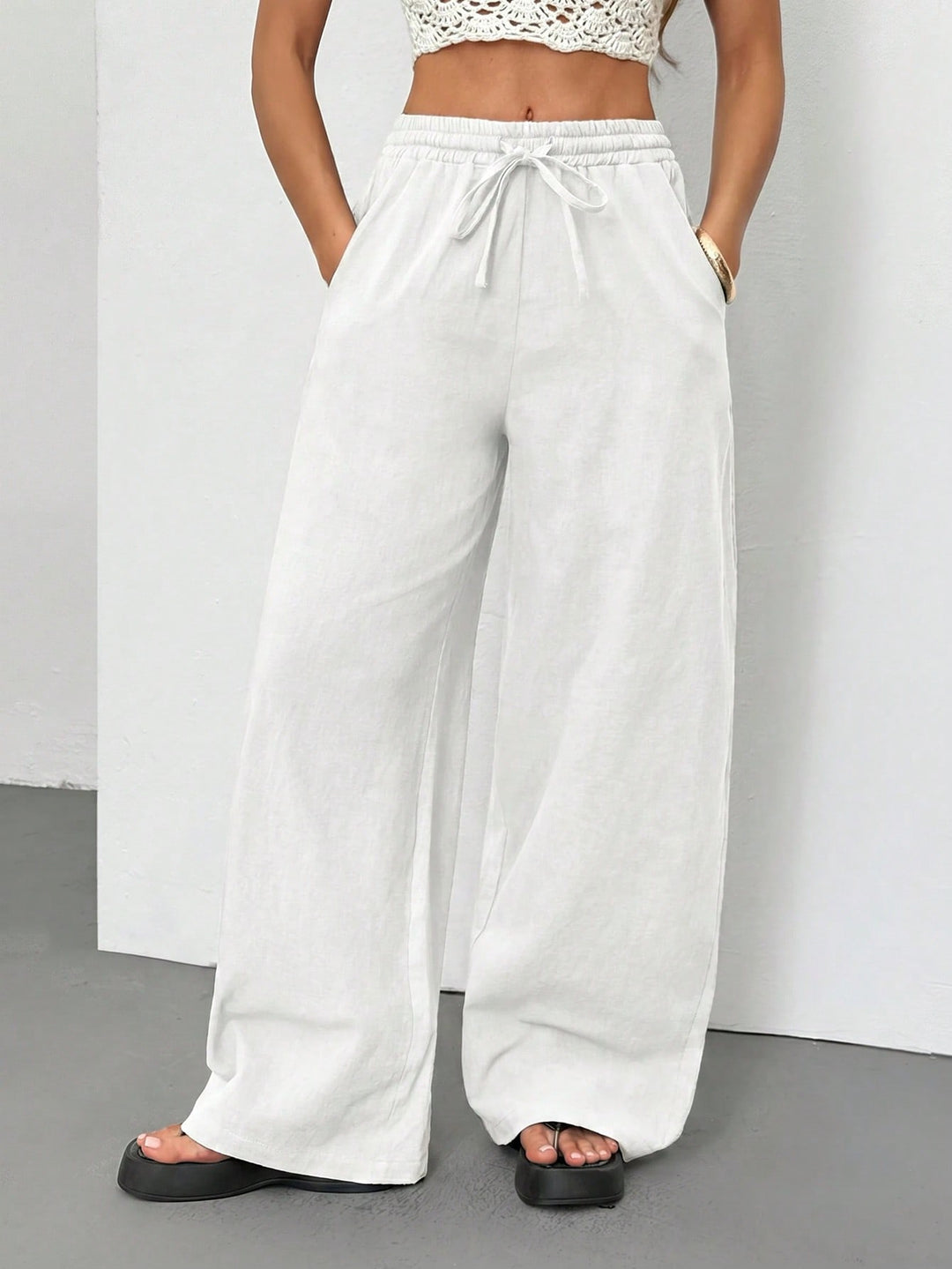Pantaloni SHEIN, alb