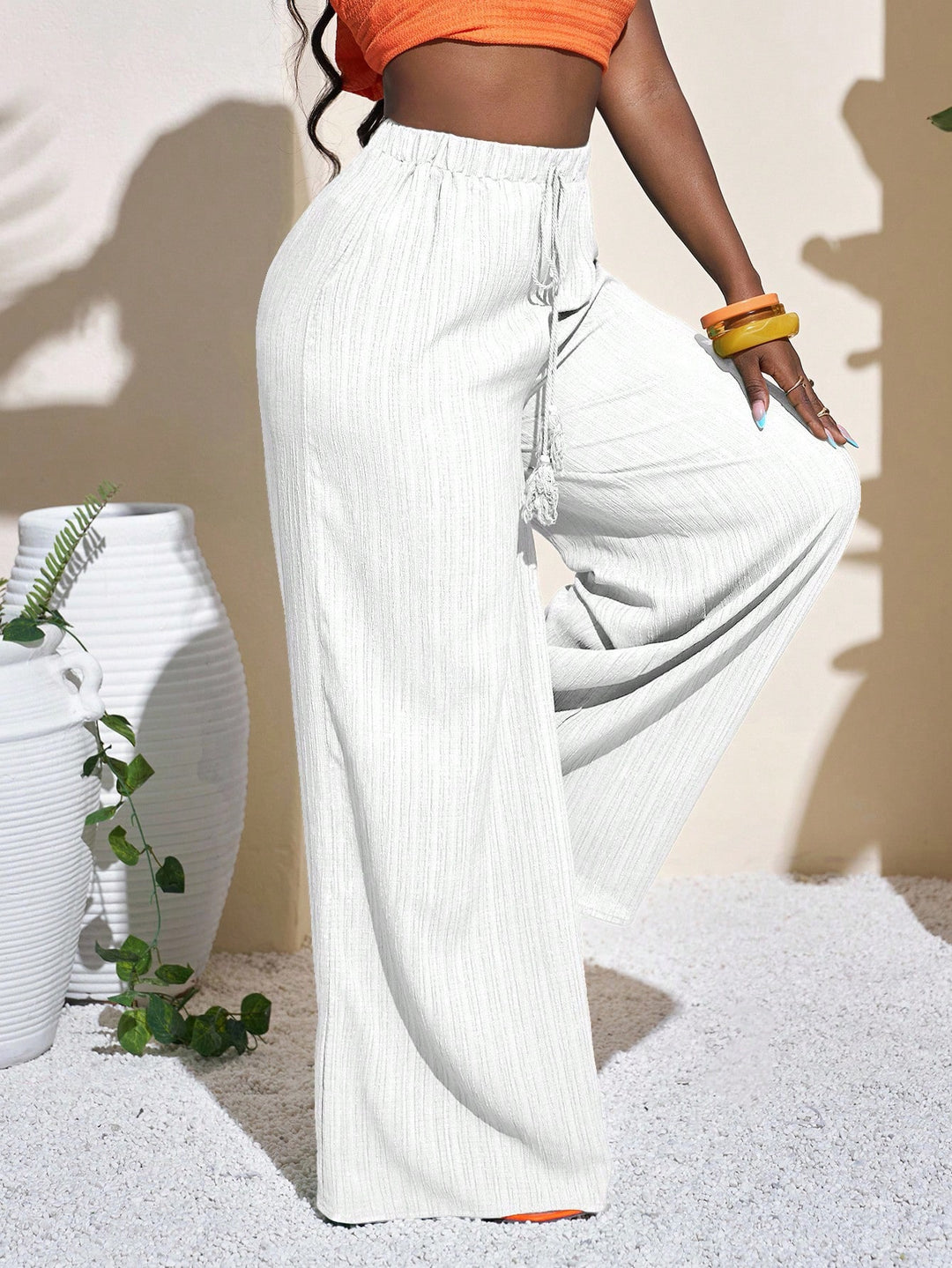 Pantaloni SHEIN, alb