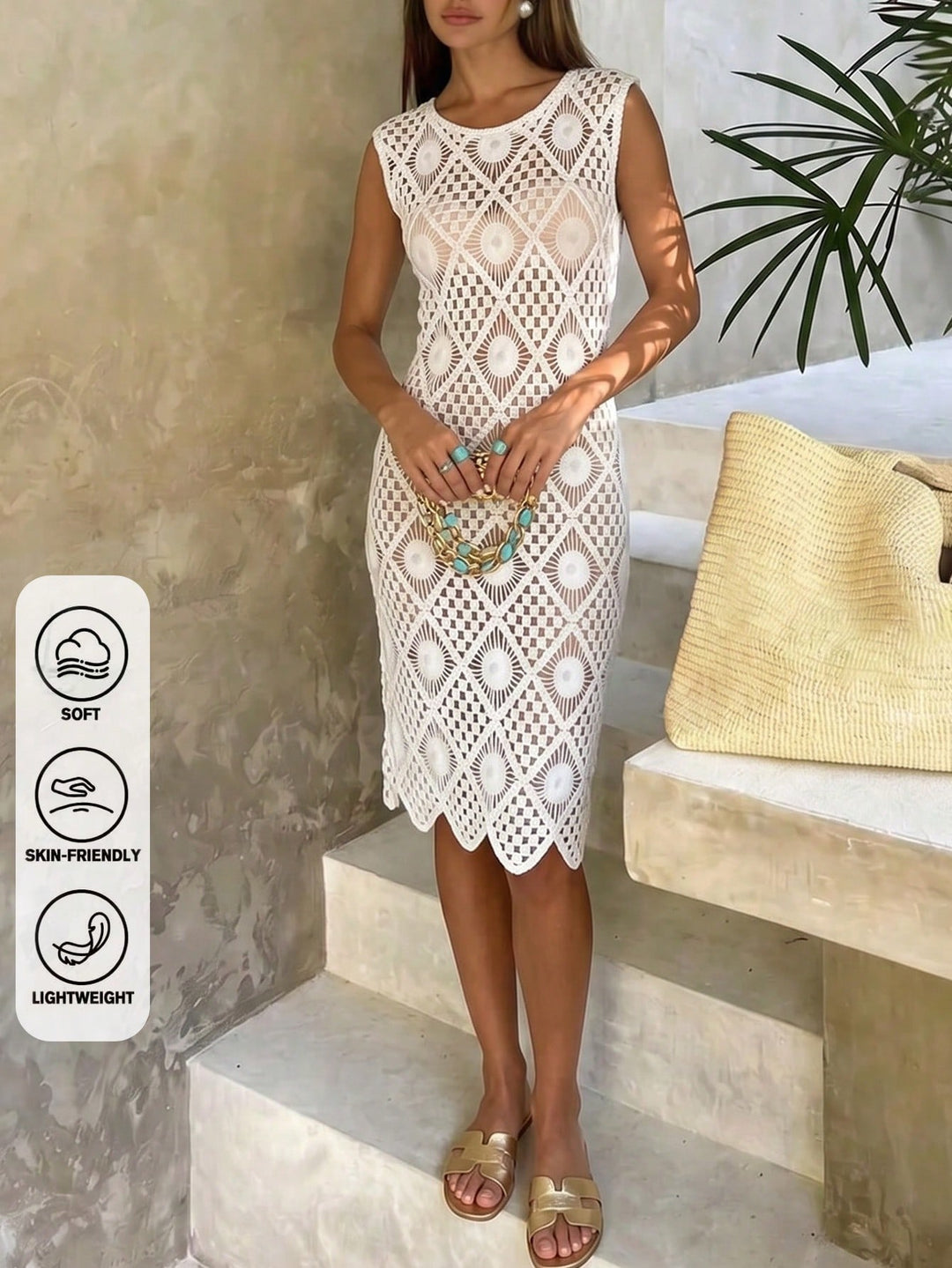 Rochie midi SHEIN, alb