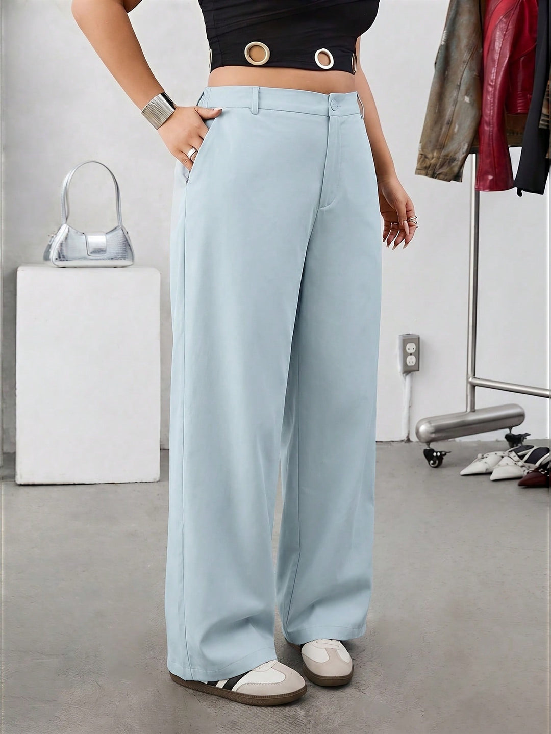 Pantalon de costum SHEIN, albastru