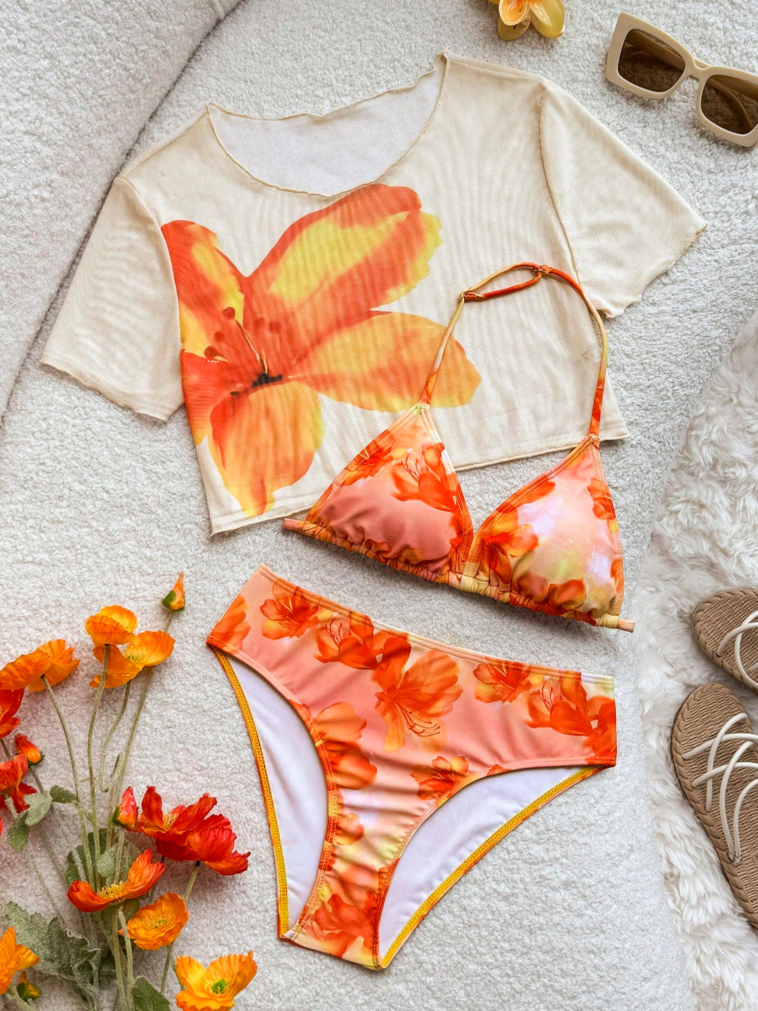 Set bikini SHEIN, portocaliu