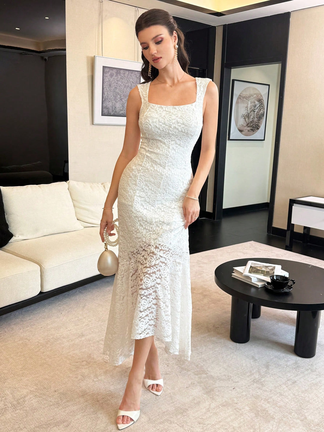 Rochie maxi SHEIN, alb