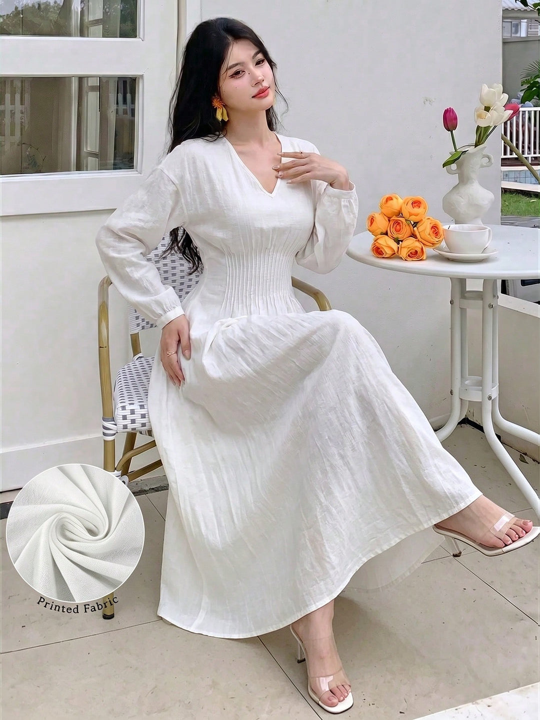 Rochie maxi SHEIN, alb
