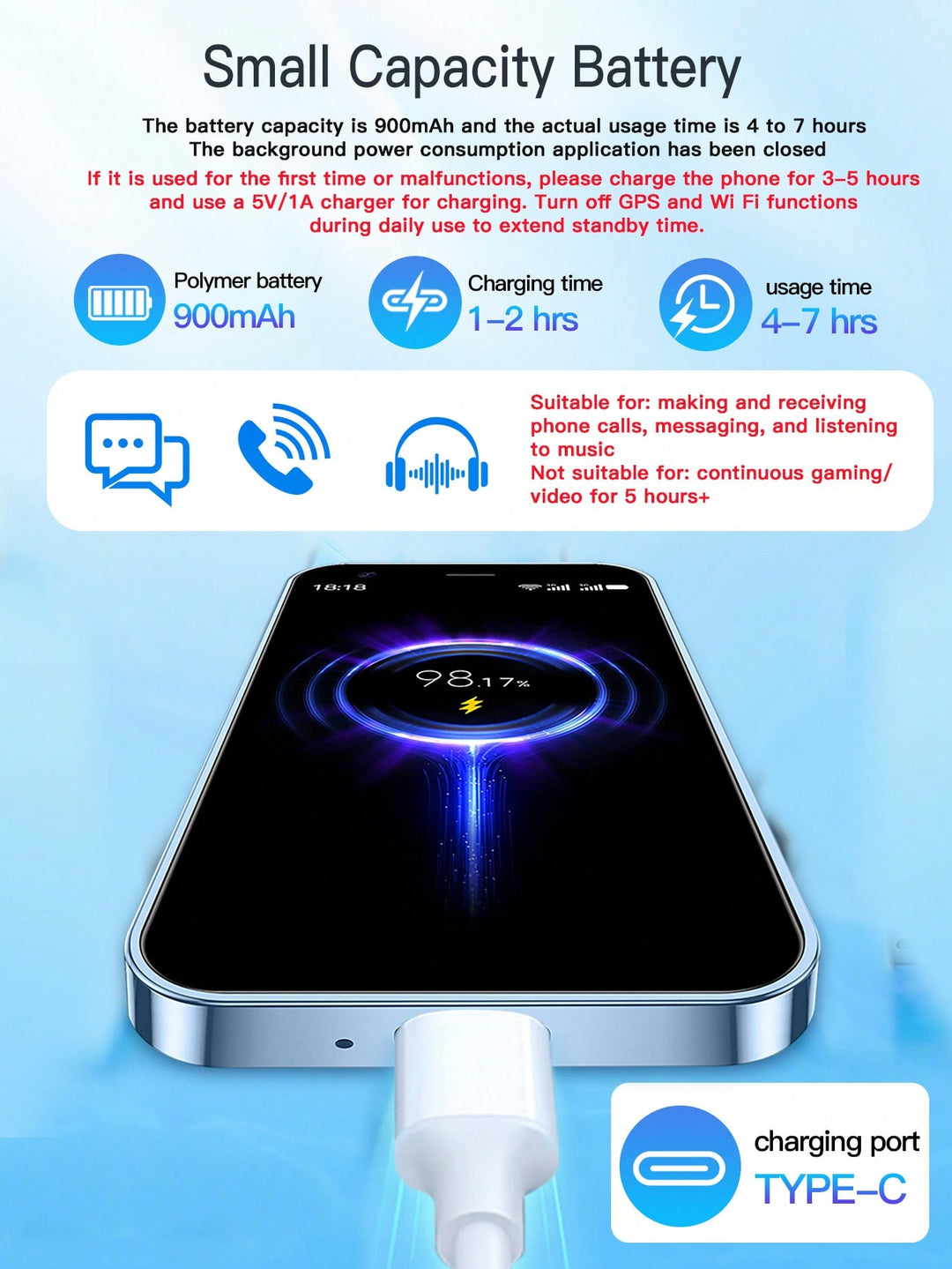 Telefon mobil SHEIN, albastru