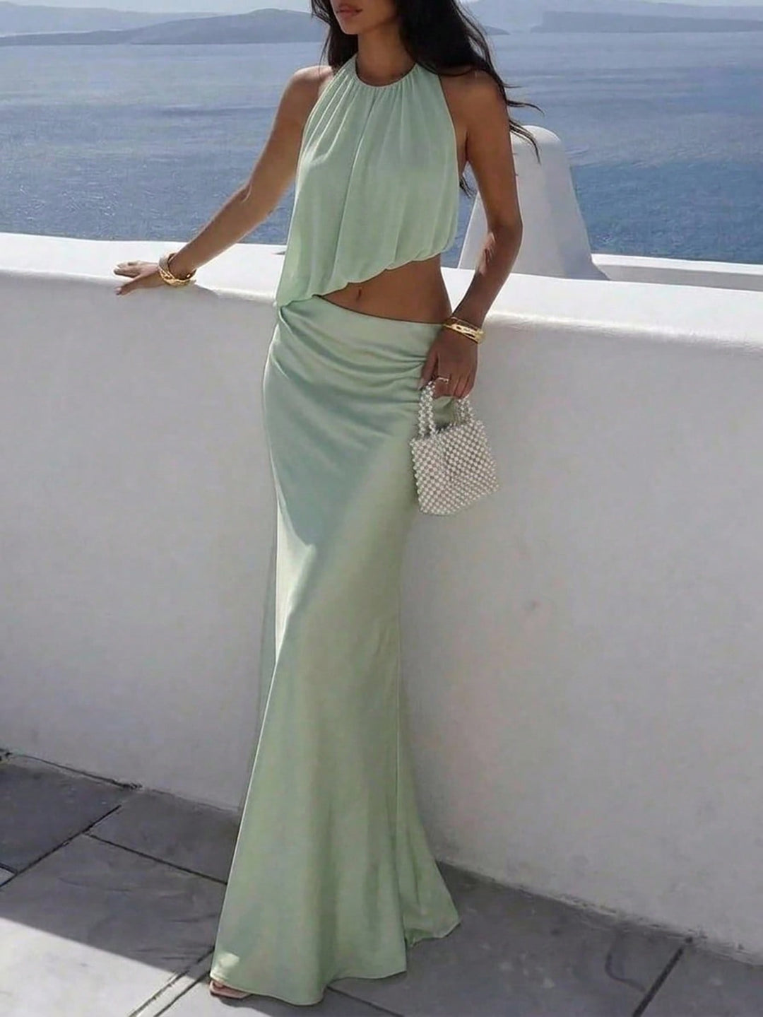 Rochie maxi SHEIN, verde