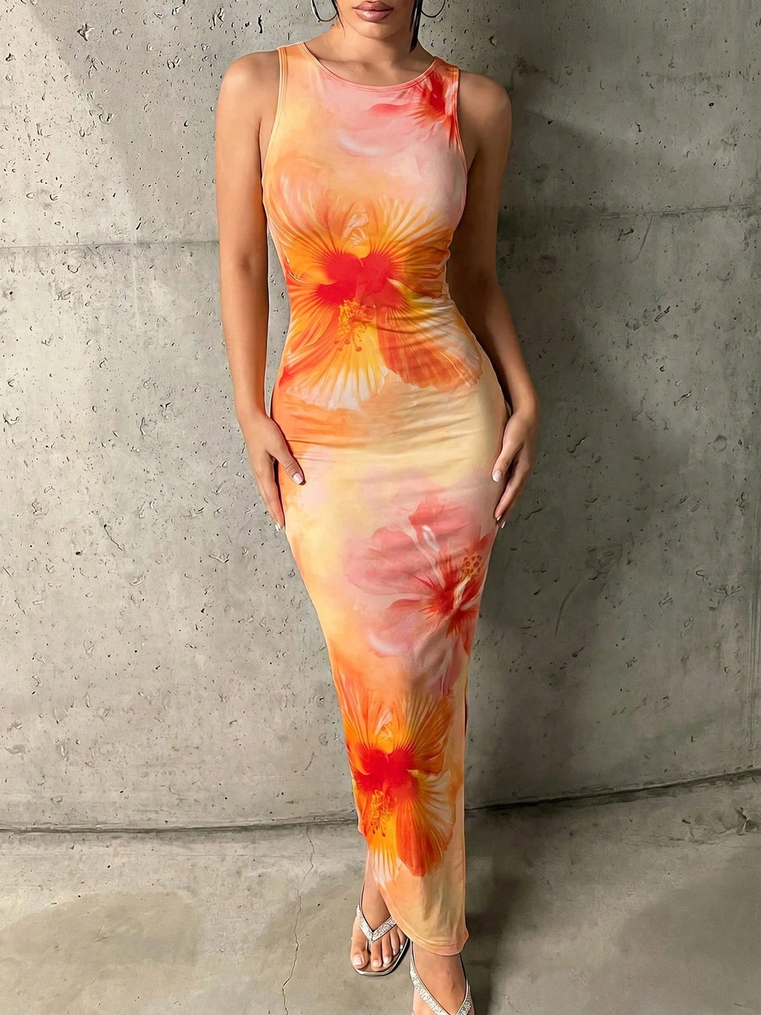 Rochie maxi SHEIN, portocaliu