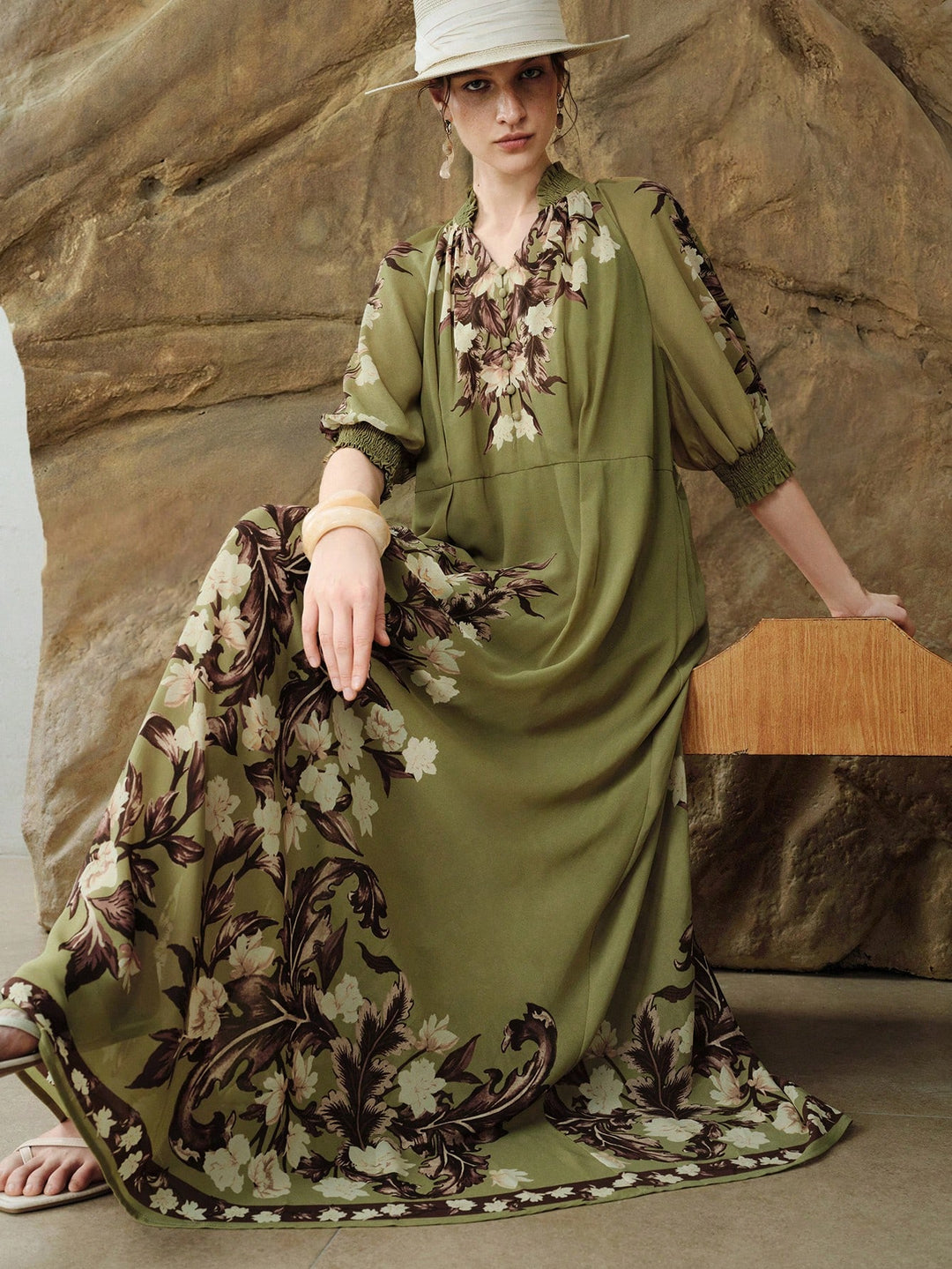 Rochie maxi SHEIN, kaki