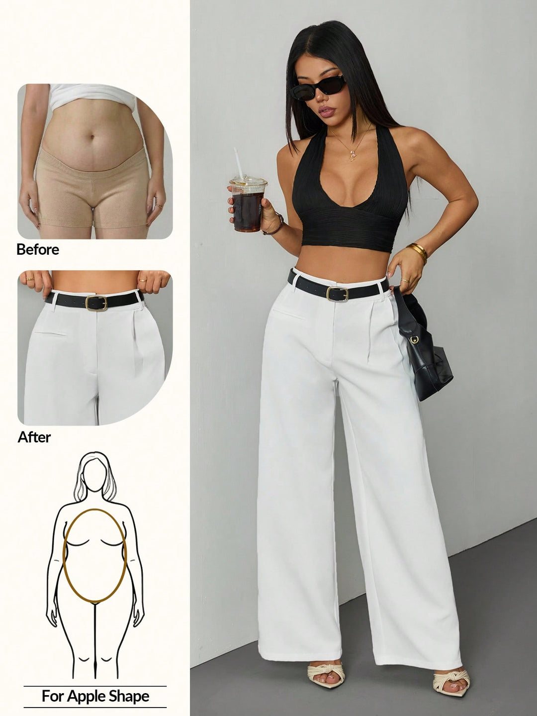 Pantaloni SHEIN, alb