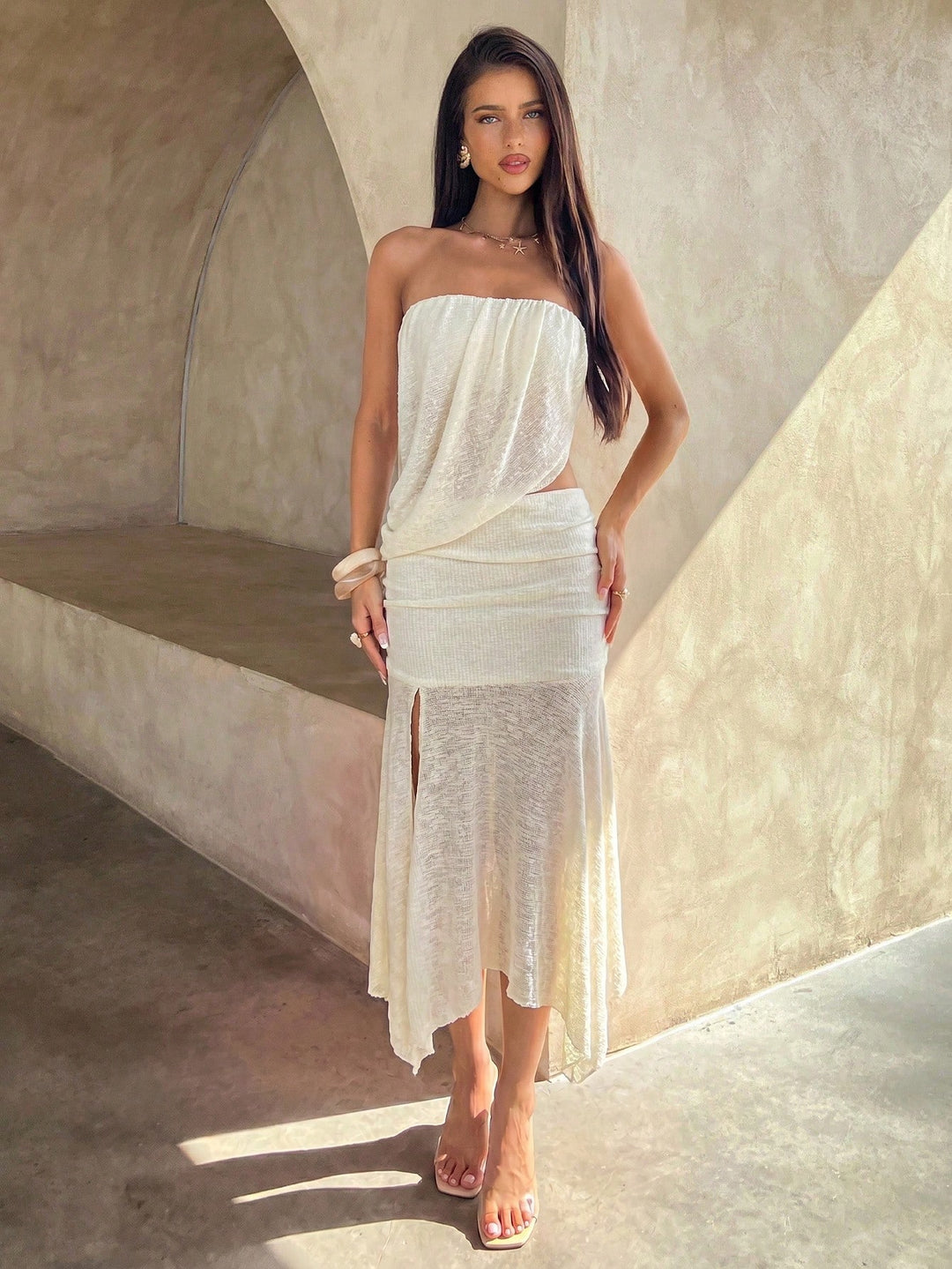 Rochie maxi SHEIN, bej