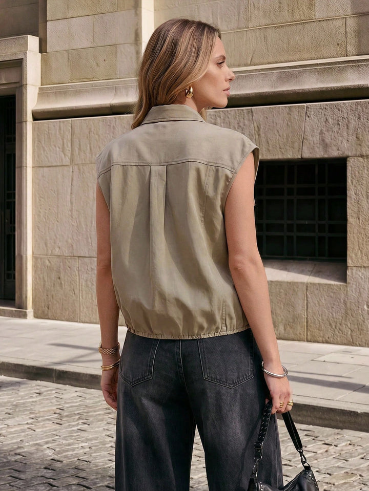 Camasa fara maneci SHEIN, kaki