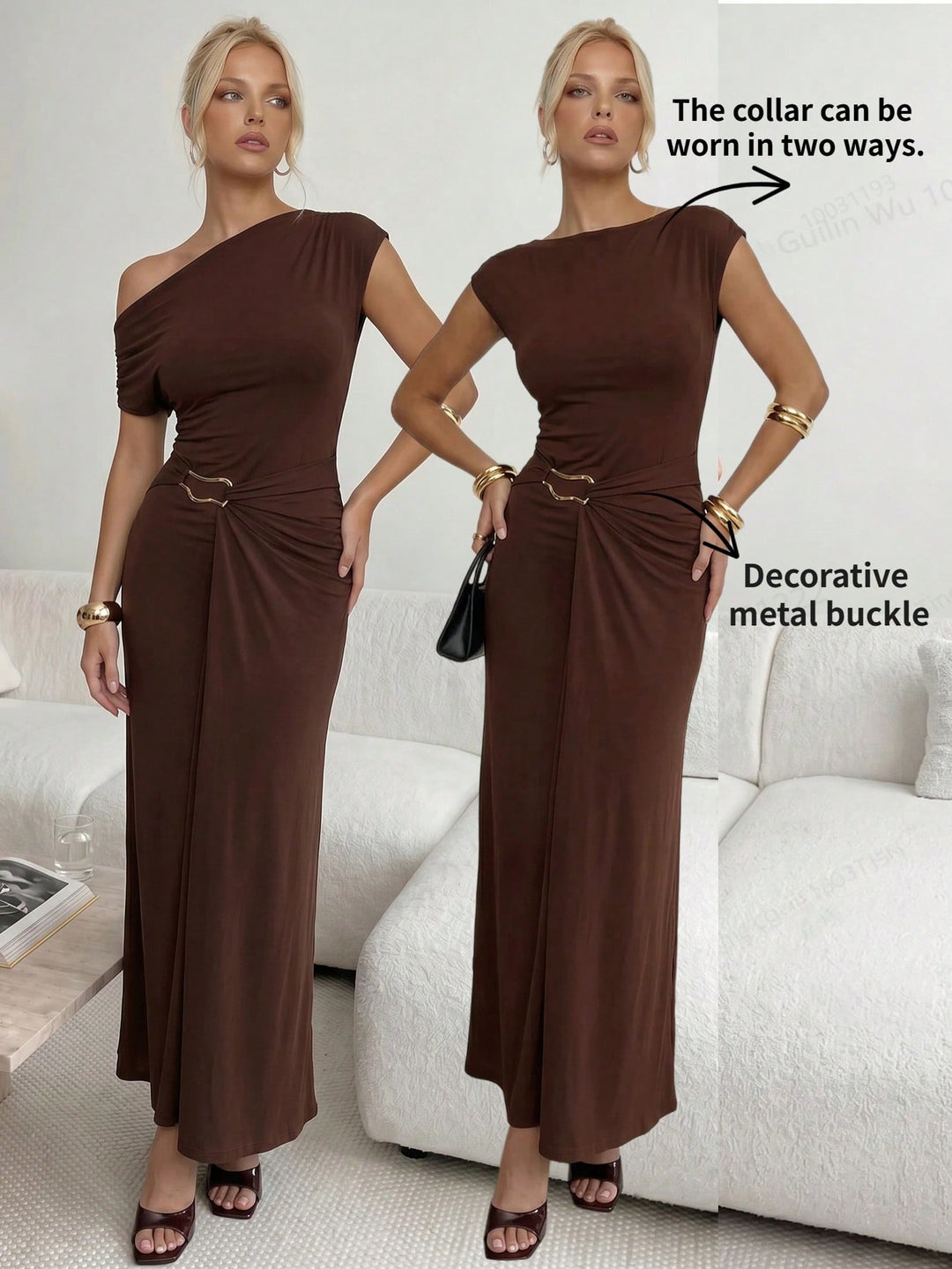 Rochie maxi SHEIN, maro