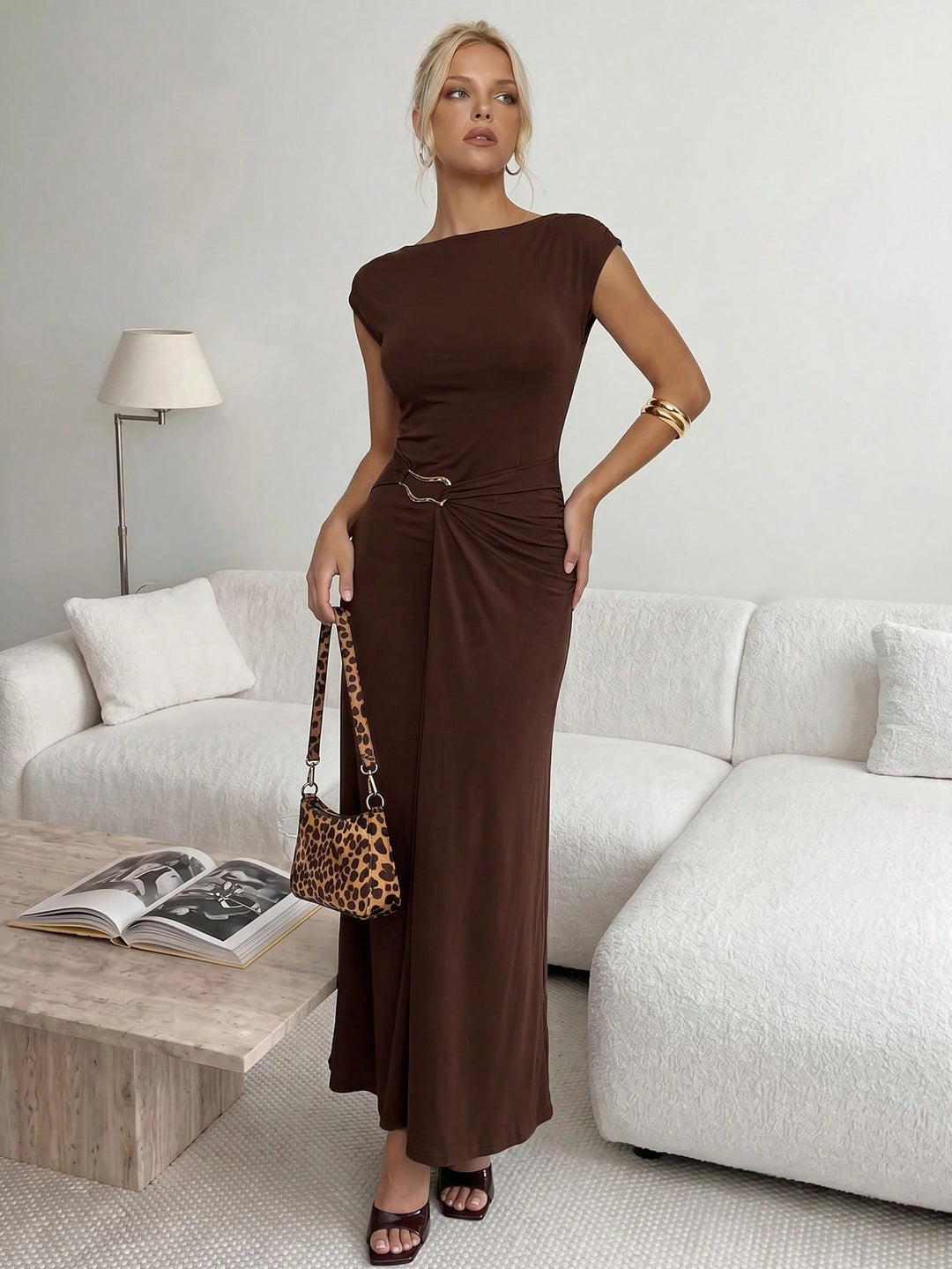 Rochie maxi SHEIN, maro