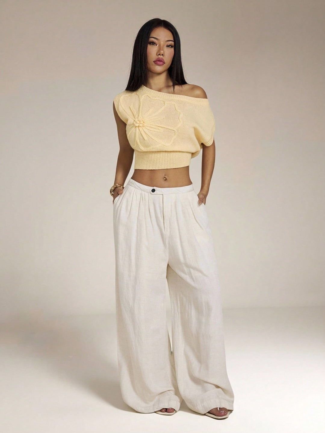 Top tricotat SHEIN, galben