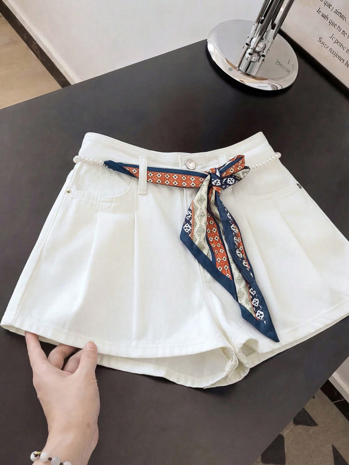 Pantaloni scurți SHEIN, alb