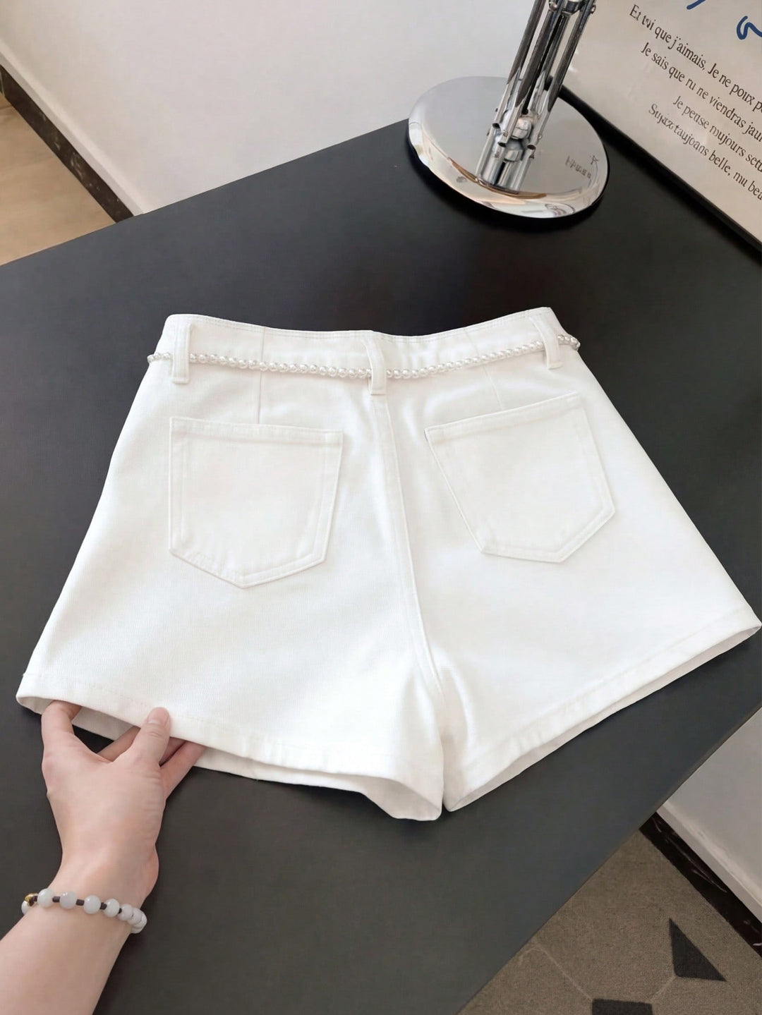 Pantaloni scurți SHEIN, alb