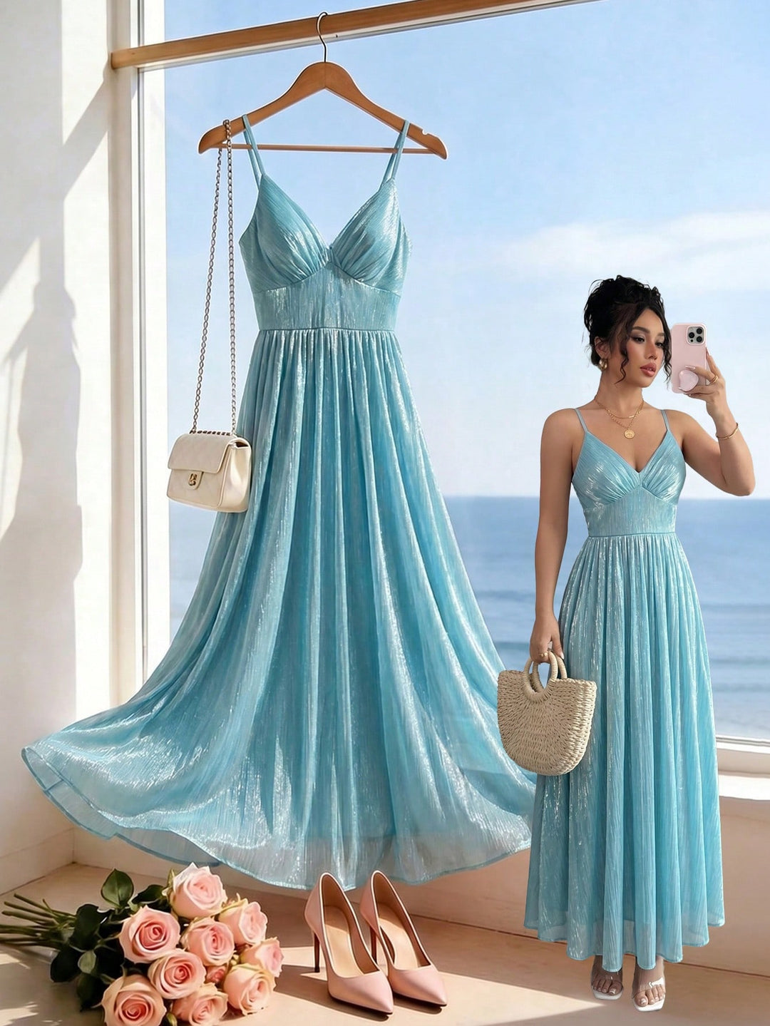 Rochie maxi SHEIN, albastru