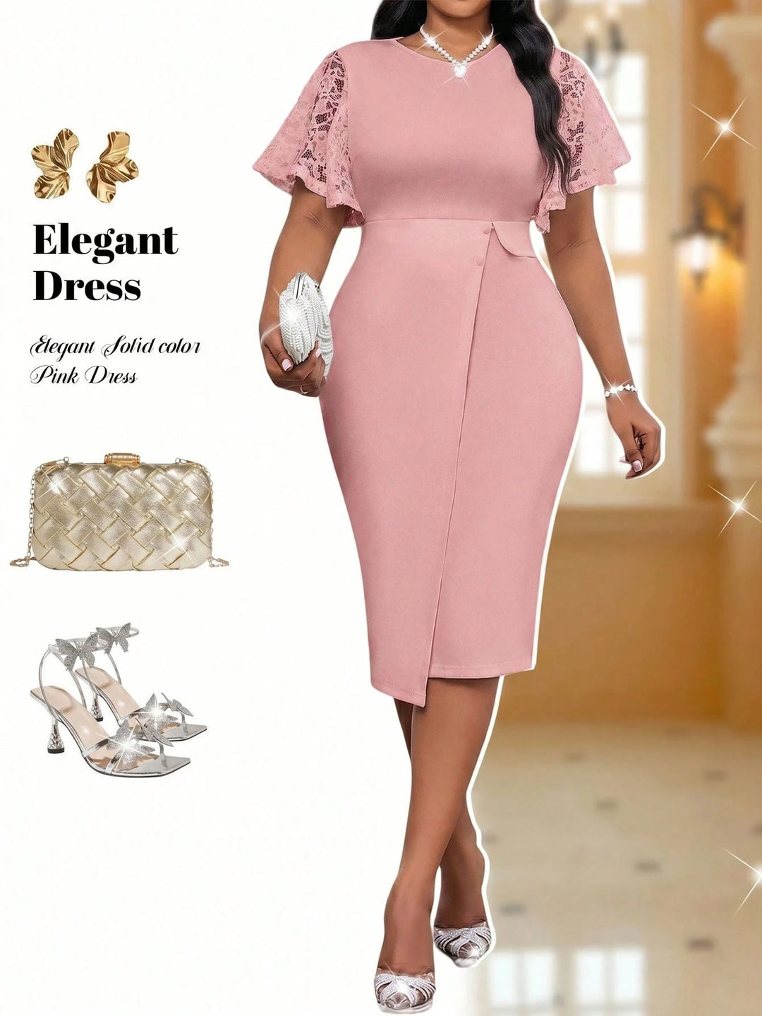 Rochie midi SHEIN, roz
