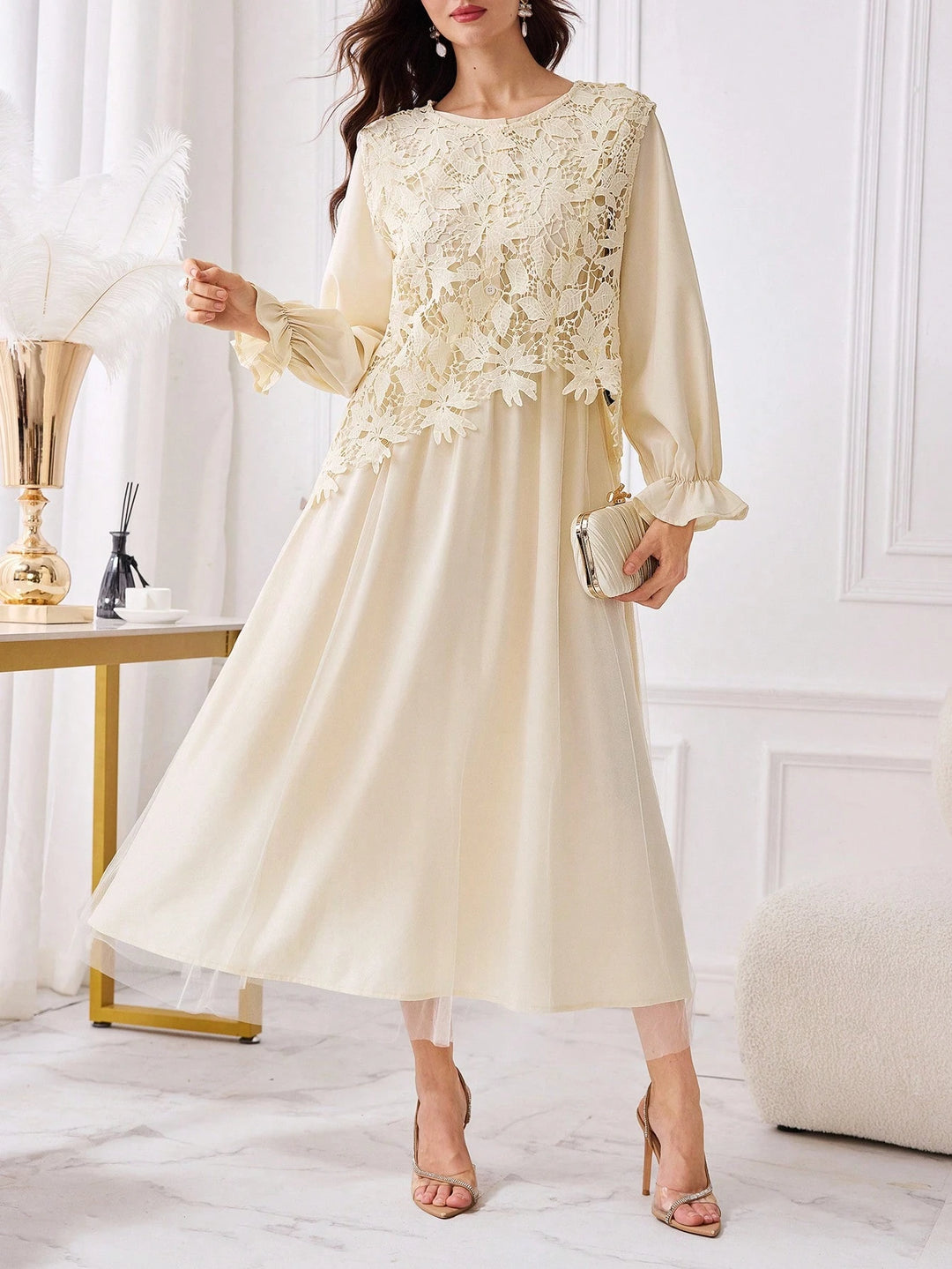 Rochie maxi SHEIN, crem