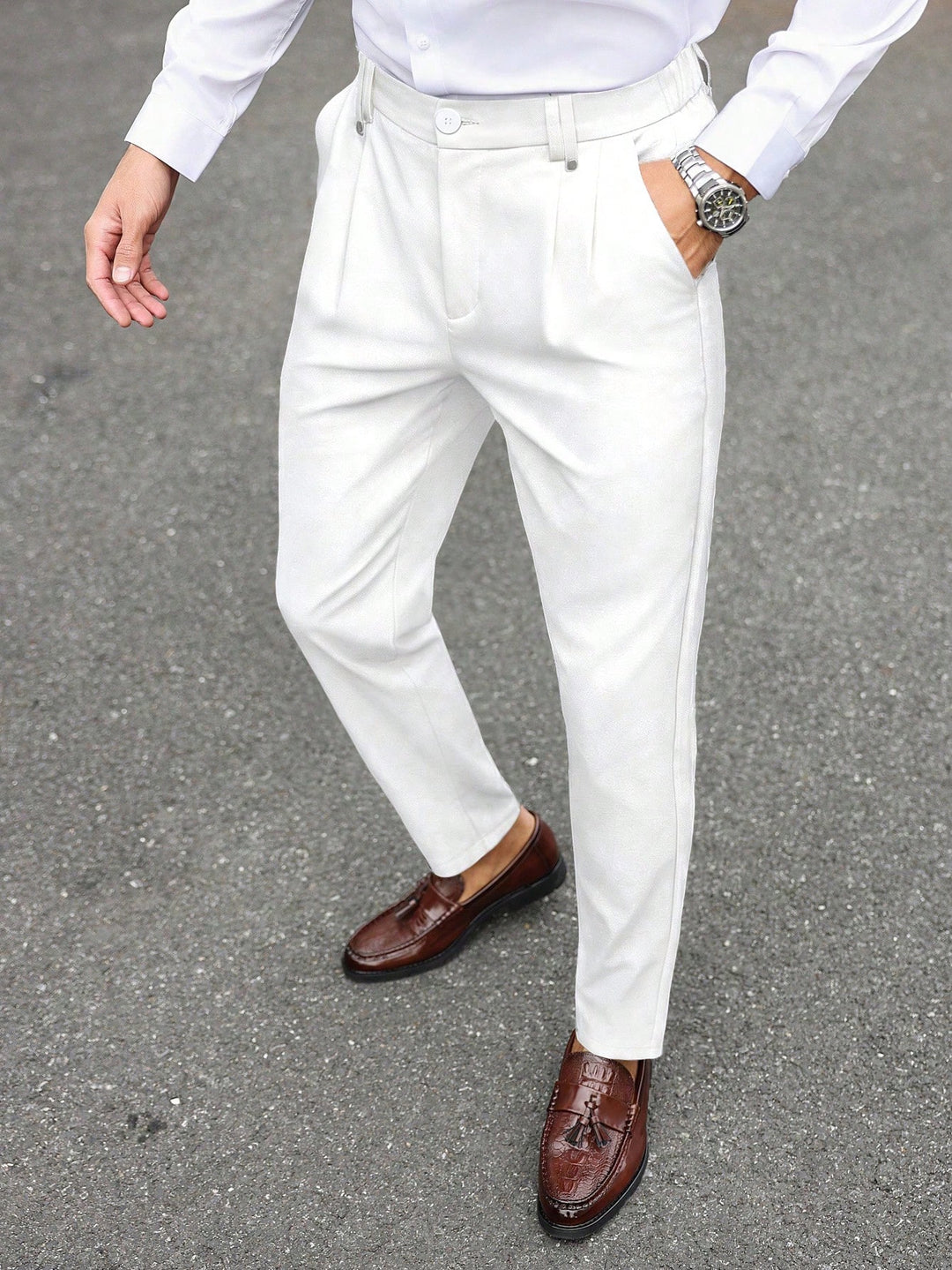 Pantaloni SHEIN, alb