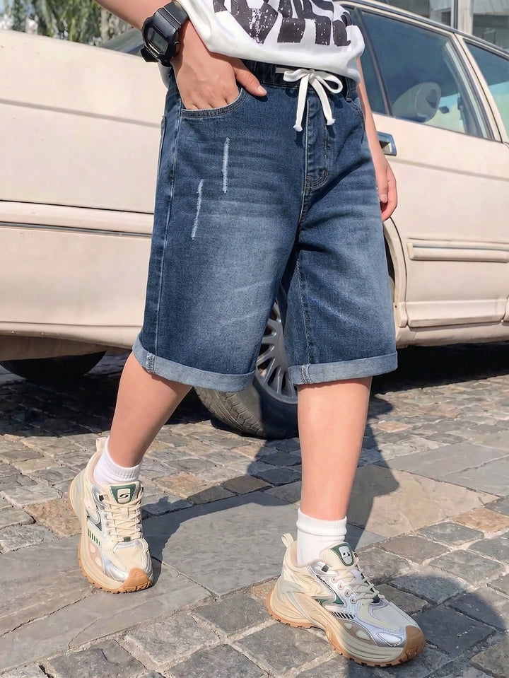 Pantaloni 3/4 SHEIN, albastru