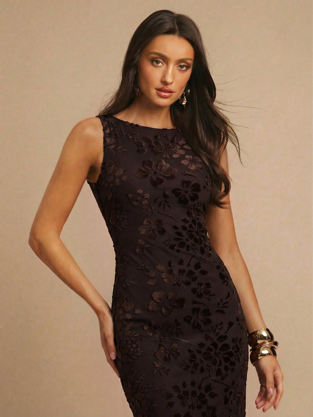 Rochie maxi SHEIN, maro