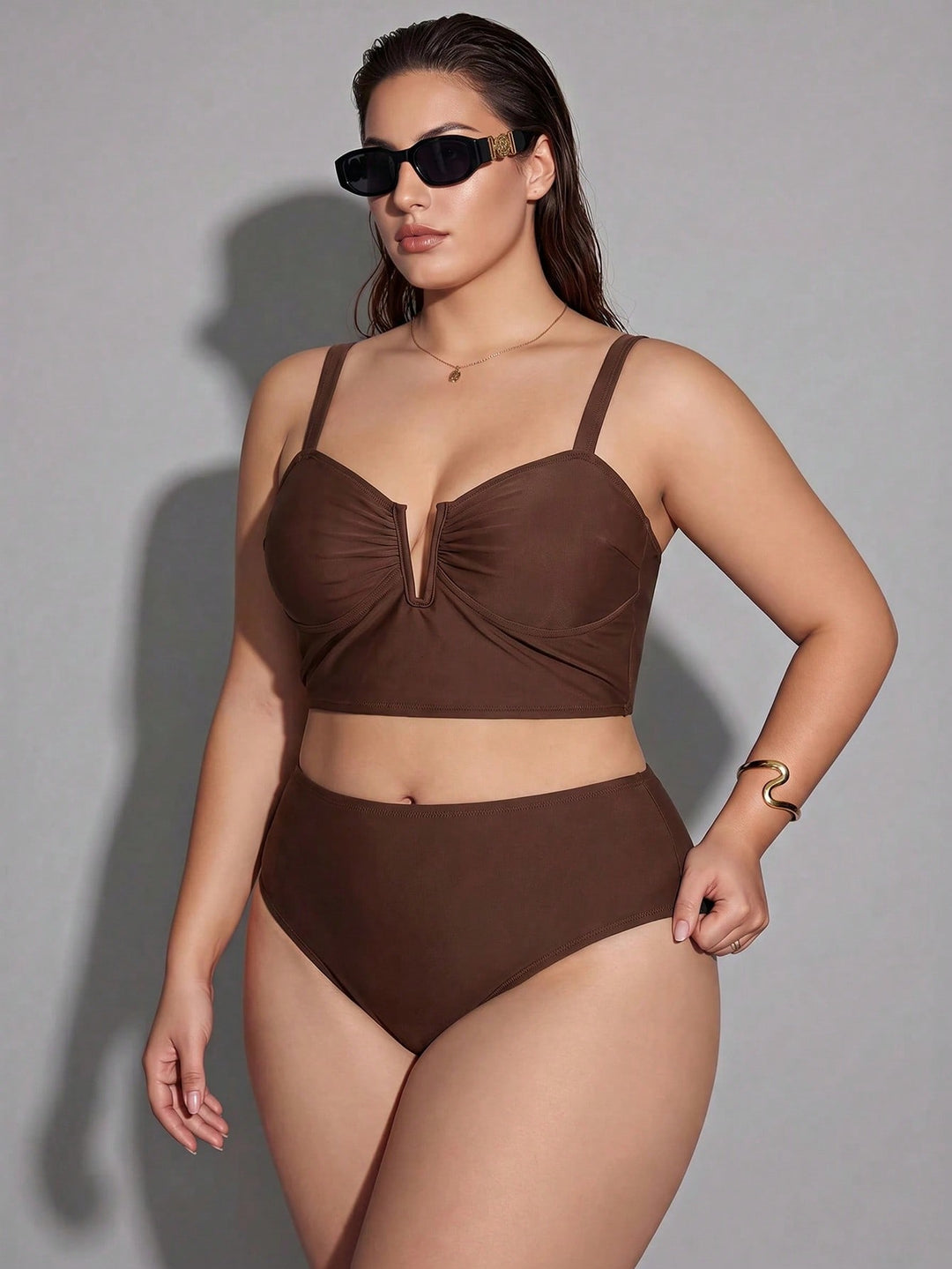 Set bikini de baie SHEIN, maro