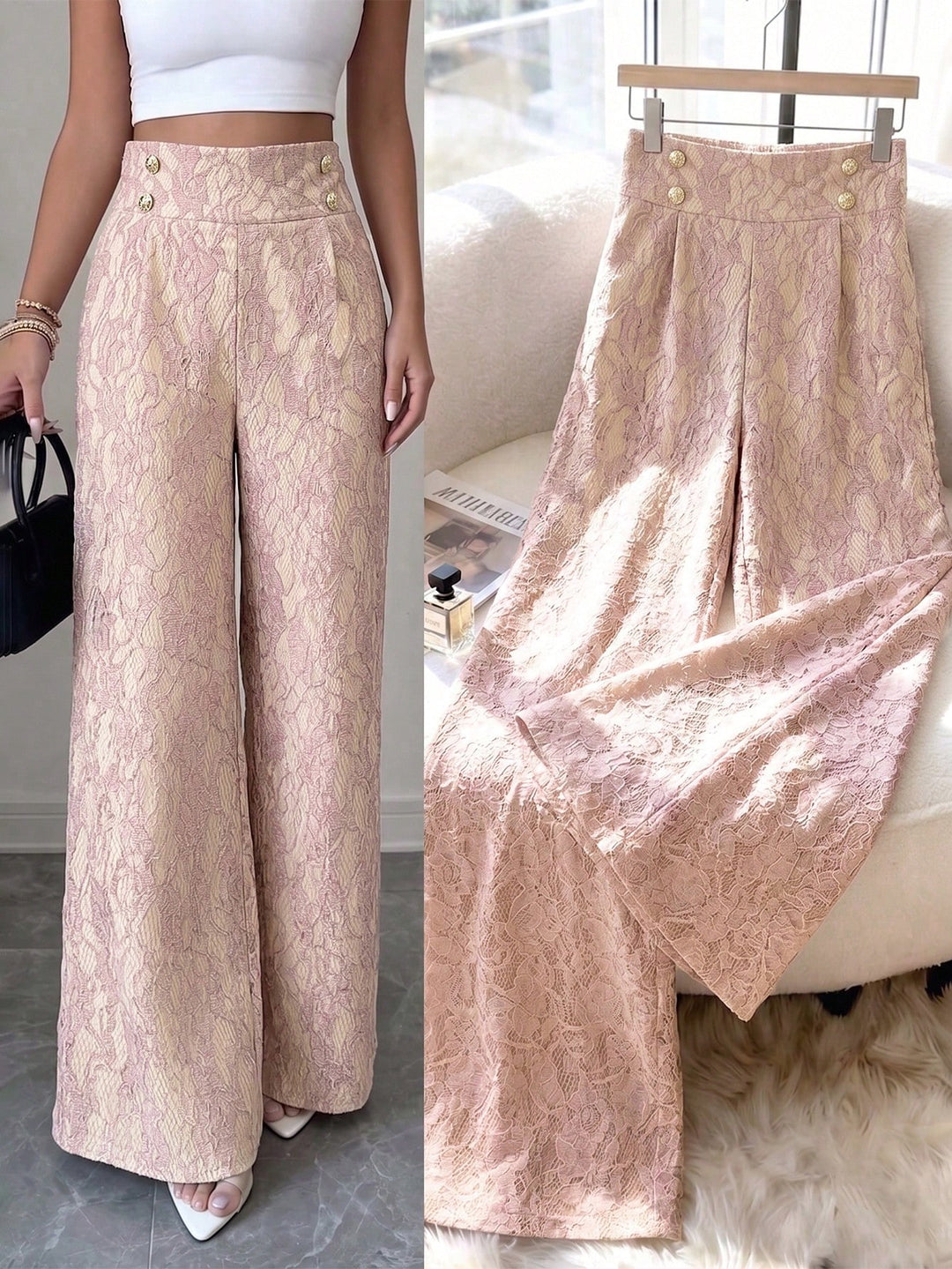 Pantaloni SHEIN, roz