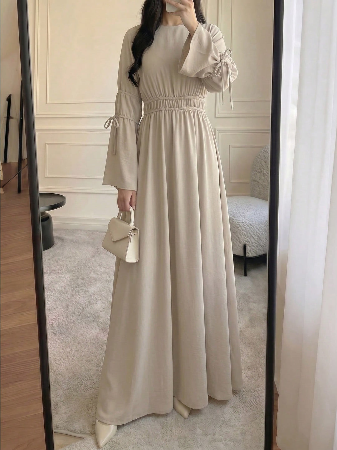 Set caftan și jalabiya SHEIN, kaki