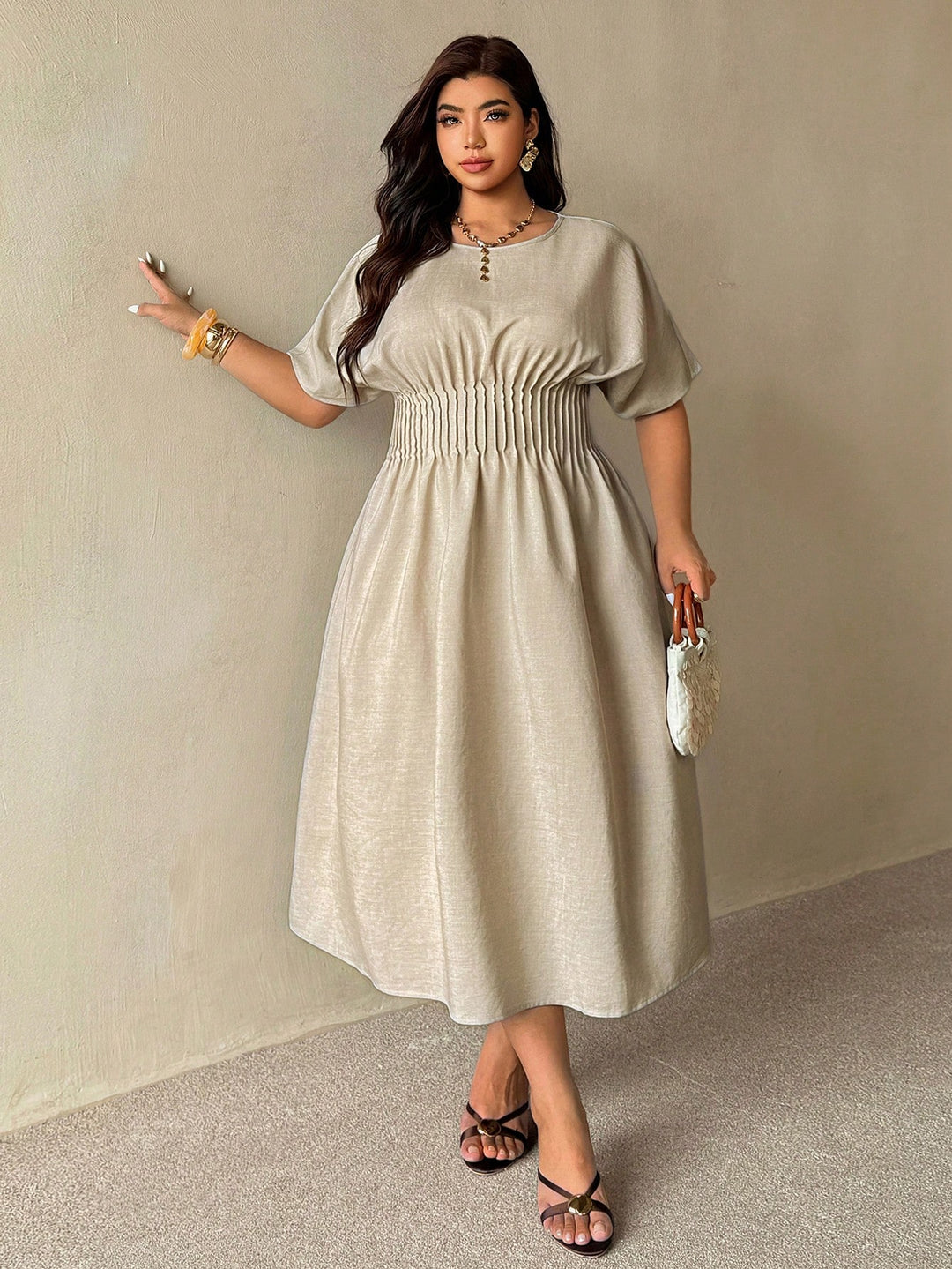 Rochie maxi SHEIN, bej